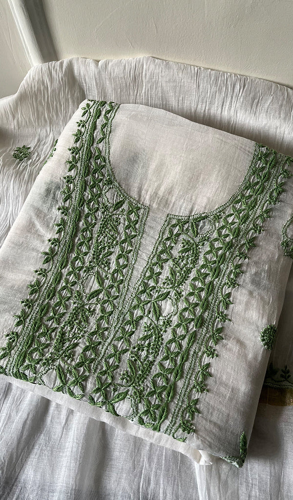 Women's Lakhnavi Handcrafted Mul Chanderi Kurta And Dupatta Set - HONC0263963