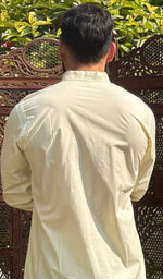 Load image into Gallery viewer, Men&#39;s Lucknowi Handcrafted Cotton Chikankari Kurta - HONC0115507
