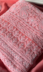 将图像加载到图库查看器中， Vamika Women's Lucknowi Handcrafted Faux-Georgette Unstitched Chikankari Suit Material - HONC0330342