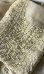 将图像加载到图库查看器中， Women&#39;s Lakhnavi Handcrafted Pure Organza Chikankari Unstitched Kurta And Dupatta Set- HONC0263886
