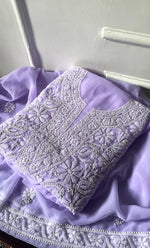 Load image into Gallery viewer, Women's Lucknowi Handcrafted Faux-Georgette Chikankari Suit Material - HONC0315341