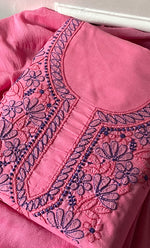 Load image into Gallery viewer, Women's Lakhnavi Handcrafted Unstitched Cotton Chikankari Suit Material - HONC0321792