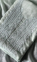 Load image into Gallery viewer, Women&#39;s Lakhnavi Handcrafted Organza Chikankari Unstitched Full Suit Material - HONC0287040
