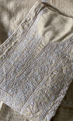 Load image into Gallery viewer, Women's Lakhnavi Handcrafted Munga Silk Semi - Stitched Chikankari Kurta And Dupatta Set- HONC0246919