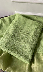 Load image into Gallery viewer, Women's Lakhnavi Handcrafted Mul Chanderi Unstitched Chikankari Full Suit Material - HONC0324498