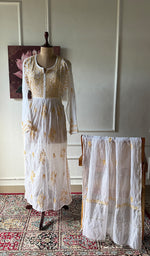 Load image into Gallery viewer, Women's Lakhnavi Handcrafted Mul Chanderi Semi - Stitchd Kurta And Dupatta Set - HONC0322136