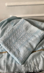 Load image into Gallery viewer, Women&#39;s Lakhnavi Handcrafted Mul Chanderi Chikankari Full Suit Material - HONC0287087
