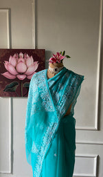Load image into Gallery viewer, Samaira Women's Lucknowi Handcrafted Faux-Georgette Chikankari Saree - HONC0348734