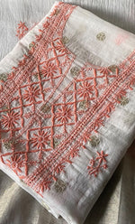 将图像加载到图库查看器中， Women's Lakhnavi Handcrafted Mul Chanderi Unstitched Kurta And Dupatta Set- HONC0314072