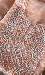 Load image into Gallery viewer, Women&#39;s Lakhnavi Handcrafted Organza Chikankari Unstitched Full Suit Material - HONC0287045
