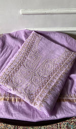 Load image into Gallery viewer, Women's Lakhnavi Handcrafted Chanderi Silk Unstitched Chikankari Full Suit - HONC0369255