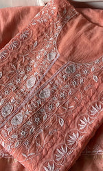 Load image into Gallery viewer, Women's Lakhnavi Handcrafted Mul Chanderi Semi - Stitched Kurta And Dupatta Set - HONC0284762