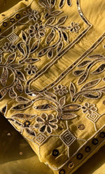 Load image into Gallery viewer, Women&#39;s Lakhnavi Handcrafted Pure Organza Chikankari Unstitched Kurta And Dupatta Set- HONC0304473
