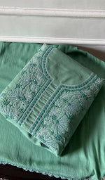 Load image into Gallery viewer, Women's Lakhnavi Handcrafted Unstitched Cotton Chikankari Suit Material - HONC0364006