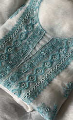 Load image into Gallery viewer, Women&#39;s Lakhnavi Handcrafted Pure Organza Chikankari Unstitched Kurta And Dupatta Set-HONC0288320
