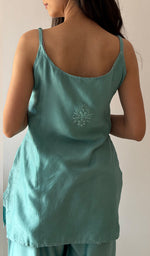 Load image into Gallery viewer, Amreena Women's Lakhnavi Handcrafted Chanderi Silk Chikankari Top And Pant Set - HONC0373451