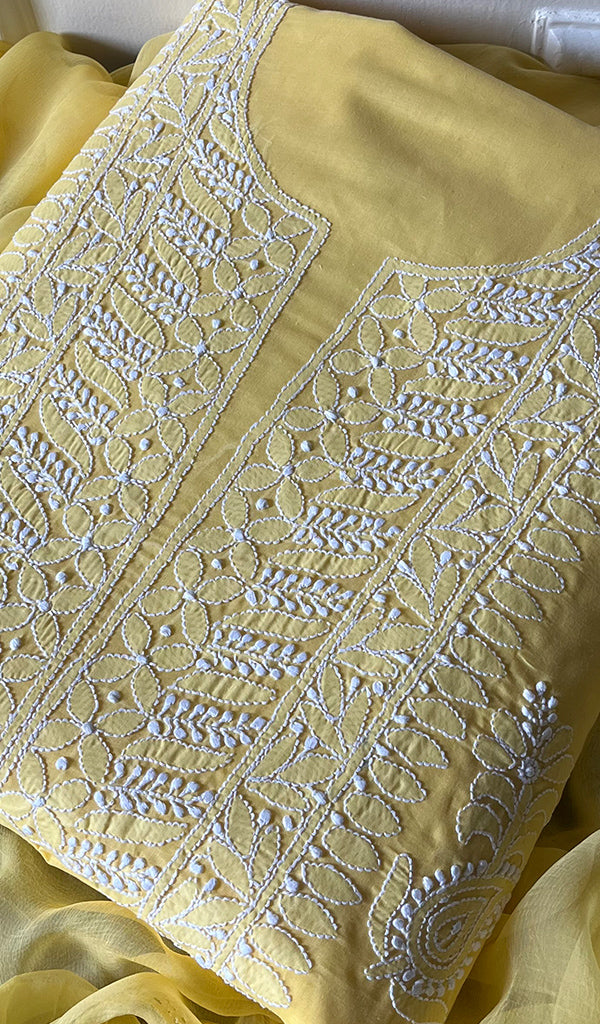 Women's Lakhnavi Handcrafted Cotton Chikankari Suit Material - HONC0285020