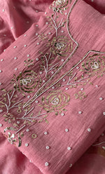 Load image into Gallery viewer, Women&#39;s Lakhnavi Handcrafted Mul Chanderi Unstitched Chikankari Full Suit Material - HONC0311935
