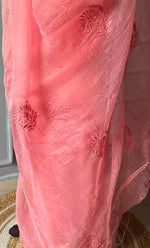 Load image into Gallery viewer, Amna Women&#39;s Lucknowi Handcrafted Pure Organza Silk Chikankari Saree - HONC0283192
