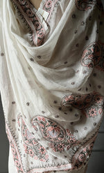 Load image into Gallery viewer, Women&#39;s Lakhnavi Handcrafted Mul Chanderi Chikankari Saree - HONC0301813
