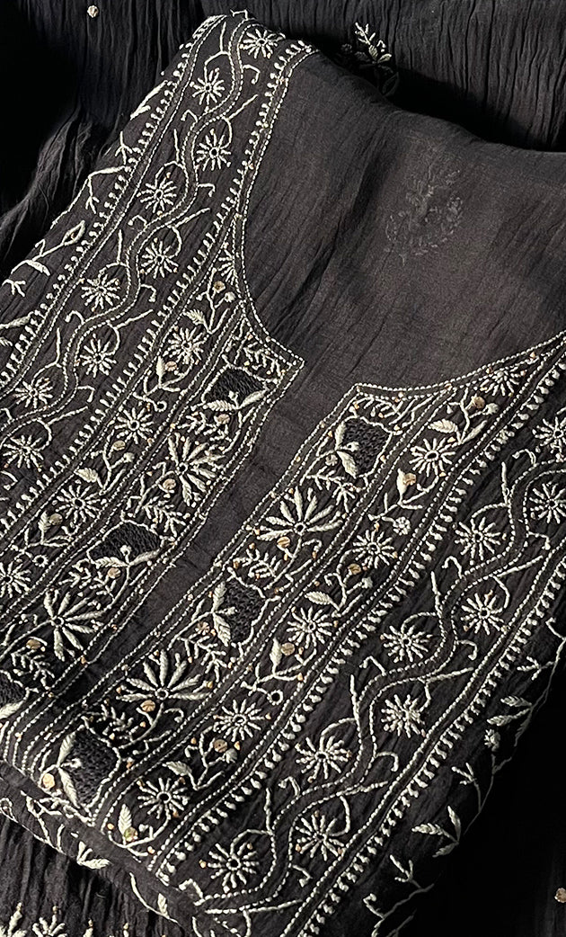 Women's Lakhnavi Handcrafted Mul Chanderi Kurta And Dupatta Set- HONC0280884