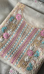 Load image into Gallery viewer, Women&#39;s Lakhnavi Handcrafted Pure Organza Chikankari Unstitched Kurta And Dupatta Set- HONC0304407
