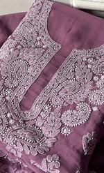 Laila Women's Lucknowi Handcrafted Faux-Georgette Unstitched  Chikankari Suit Material - HONC0330373