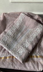 Load image into Gallery viewer, Women's Lakhnavi Handcrafted Unstitchd Mul Chanderi Kurta And Dupatta Set - HONC0338198