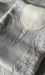 Load image into Gallery viewer, Women&#39;s Lakhnavi Handcrafted Pure Organza Chikankari Unstitched Kurta And Dupatta Set- HONC0305196
