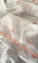 Load image into Gallery viewer, Mehnaj Women&#39;s Lakhnavi Handcrafted Pure Organza Chikankari Unstitched Kurta And Dupatta Set- HONC0316460
