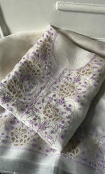 Load image into Gallery viewer, Women's Lakhnavi Handcrafted Pure Organza Chikankari Unstitched Kurta And Dupatta Set- HONC0336955