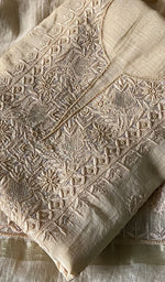 Load image into Gallery viewer, Women's Lakhnavi Handcrafted Mul Chanderi Unstitched Chikankari Full Suit Material - HONC0345039