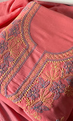 将图像加载到图库查看器中， Women's Lakhnavi Handcrafted Unstitched Cotton Chikankari Suit Material - HONC03217898