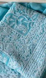 Load image into Gallery viewer, Women's Lucknowi Handcrafted Faux-Georgette Unstitched Chikankari Suit Material - HONC0348763