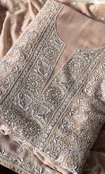 Load image into Gallery viewer, Women&#39;s Lakhnavi Handcrafted Pure Silk Georgette Chikankari Kurta And Dupatta Set- HONC0260017
