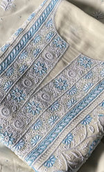 Load image into Gallery viewer, Women&#39;s Lakhnavi Handcrafted Pure Silk Georgette Chikankari Kurta And Dupatta Set - HONC0295347
