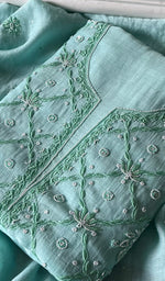 将图像加载到图库查看器中， Women&#39;s Lakhnavi Handcrafted Mul Chanderi Unstitched Kurta And Dupatta Set - HONC0282824
