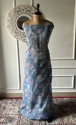 将图像加载到图库查看器中， Disha Women's Lakhnavi Handcrafted Organza Chikankari Unstitched Kurti Fabric - HONC0332154