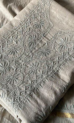 Load image into Gallery viewer, Women's Lakhnavi Handcrafted Mul Chanderi Unstitched Chikankari Full Suit Material - HONC0319537