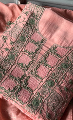 Load image into Gallery viewer, Women&#39;s Lakhnavi Handcrafted Mul Chanderi Unstitched Kurta And Dupatta Set- HONC0280887
