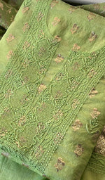 Load image into Gallery viewer, Women&#39;s Lucknowi Handcrafted Chanderi Silk Chikankari Full Suit Material - HONC0168024

