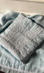 将图像加载到图库查看器中， Women's Lakhnavi Handcrafted Unstitched Mul Chanderi Kurta And Dupatta Set - HONC0329030