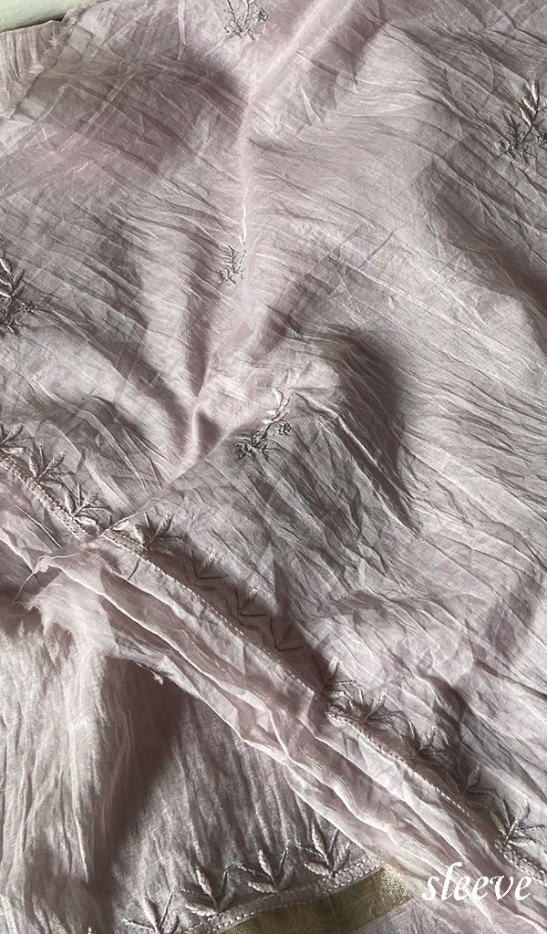Pure Mul Chanderi Chikankari 3 Pc Unstitched Suit Set
