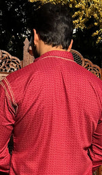 将图像加载到图库查看器中， Men's Lucknowi Handcrafted Cotton Chikankari Kurta - HONC0237353