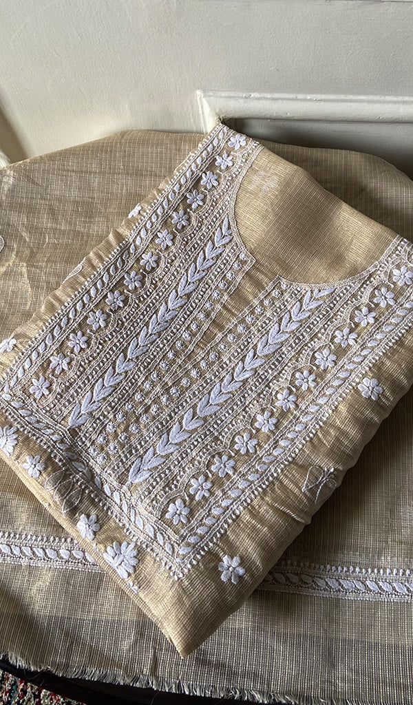 Naaz Women's Lucknowi Handcrafted Kota Chanderi Chikankari Kurta And Dupatta Set - HONC0314066