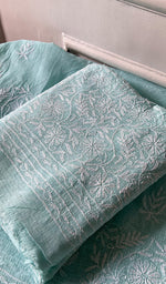 Load image into Gallery viewer, Eesha Women's Lucknowi Handcrafted Kota Cotton Chikankari Unstitched Kurta And Dupatta Set - HONC0348963