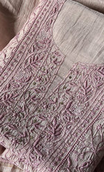 将图像加载到图库查看器中， Women&#39;s Lakhnavi Handcrafted Mul Chanderi Unstitched Kurta And Dupatta Set - HONC0280870
