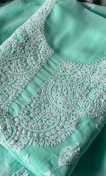 Load image into Gallery viewer, Women&#39;s Lucknowi Handcrafted Faux-Georgette Chikankari Suit Material - HONC0263067
