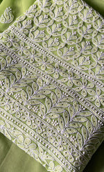 将图像加载到图库查看器中， Women&#39;s Lakhnavi Handcrafted Unstitched Faux-Georgette Chikankari Suit Material - HONC0277954
