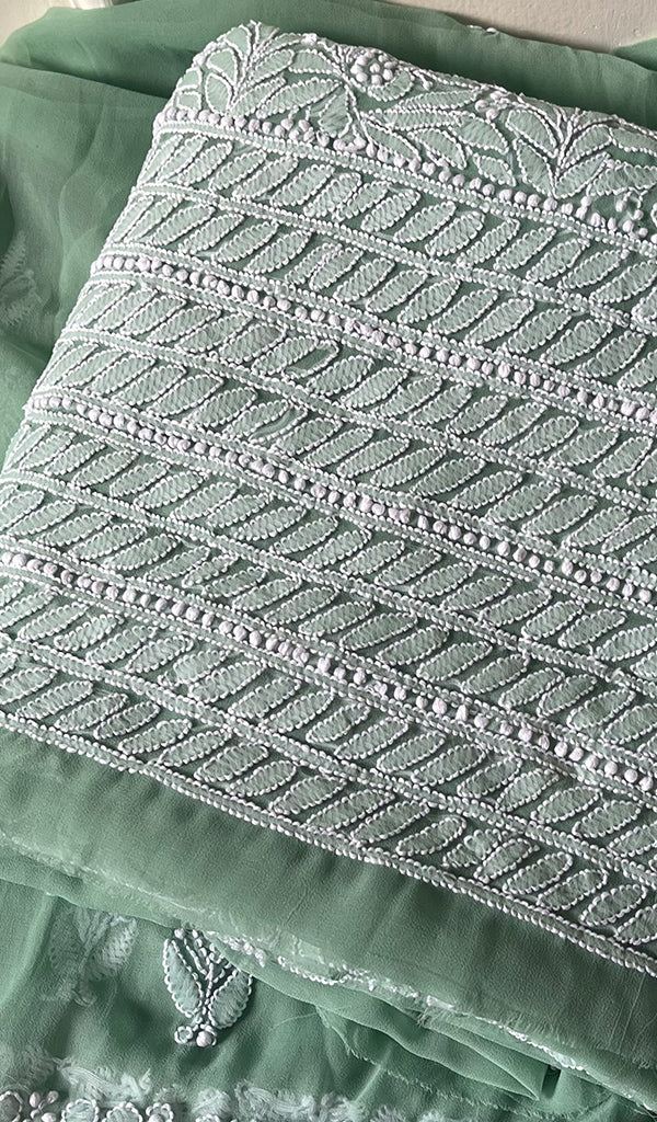 Women's Lucknowi Handcrafted Faux-Georgette Chikankari Suit Material - HONC0263416